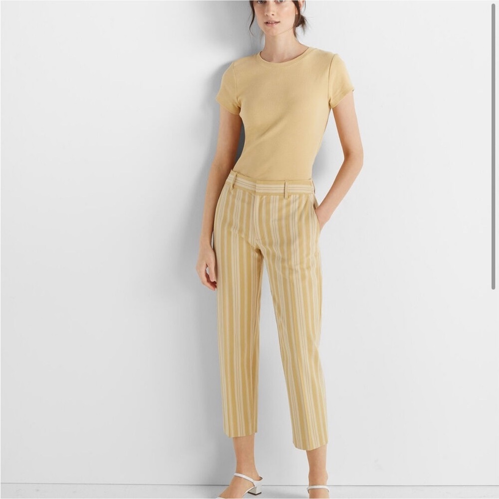 Club Monaco Yellow Striped Cropped Pants